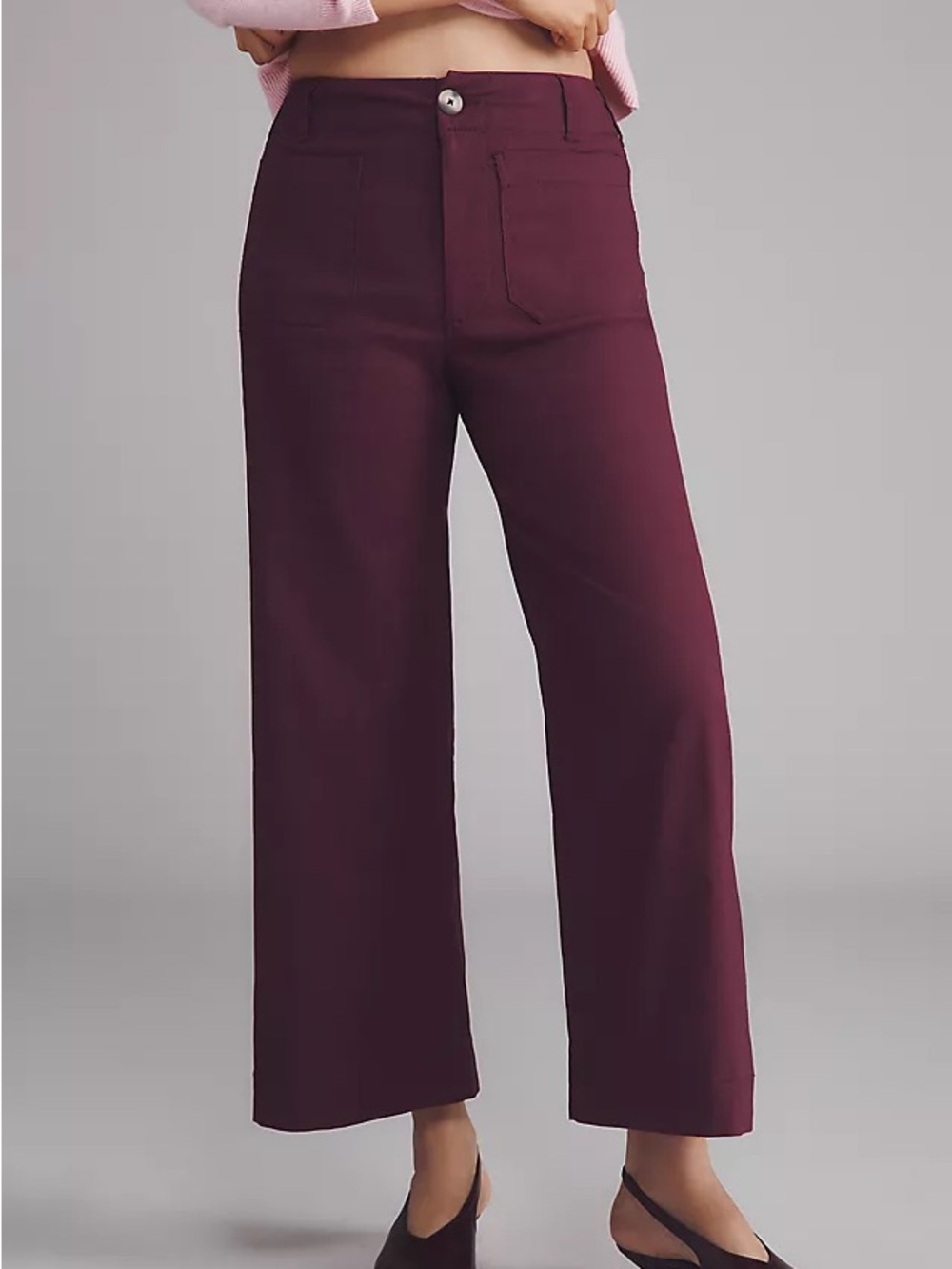Anthropologie Mauve The Colette Wide Leg Cropped Pants in Plum